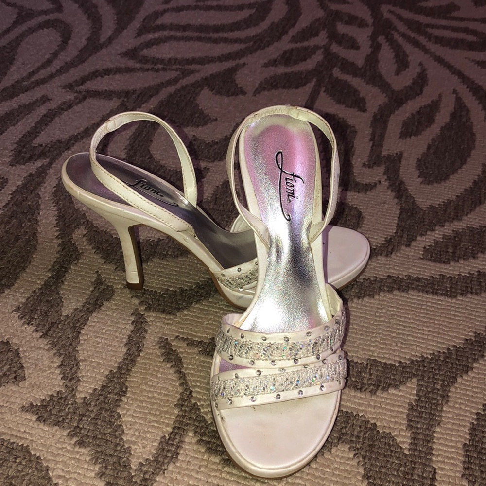 Fioni White Bling Slingback Heels - Picture 2 of 7